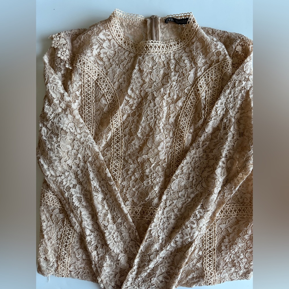 Zara Beige Lace Top
